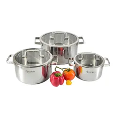 (Hàng nhập khẩu) Bộ 3 nồi inox liền khối KINGCOOK KPS1780