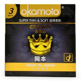 Bao Cao Su Okamoto Crown Kích Cở Nhỏ Siêu Mỏng Và Mềm Mại Hộp 3 cái