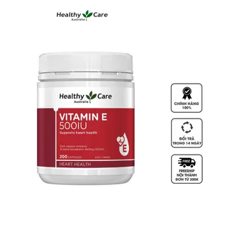 Viên uống Vitamin E Healthy Care 500IU hộp 200 viên của Úc