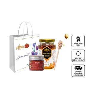 Set quà tặng Saffron mật ong ngâm đông trùng hạ thảo + trà táo đỏ