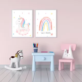 Tranh canvas treo tường Unicorn Kì Lân đáng yêu