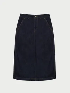Chân váy dài Whoau Denim Furtig Skirt WHWJC3821F màu navy