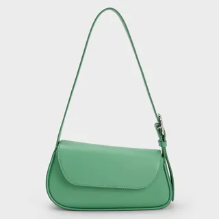 Túi Charles & Keith Petra Asymmetrical Front Flap Bag CK2-20782039 Green