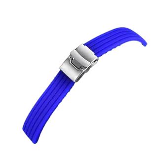 Dây đồng hồ cao su Silicone khóa bấm màu xanh biển nhạt
