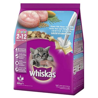 Thức ăn cho mèo con vị cá biển và sữa Whiskas Ocean Fish