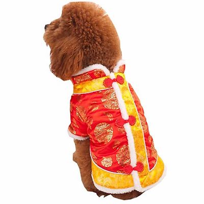 Áo Tết truyền thống lót viền bông nhiều màu sắc cho thú cưng