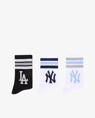 Bộ 3 đôi tất cao cổ thời trang MLB Stripe Big Logo