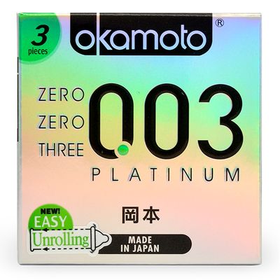 Bao cao su Okamoto 003 Platinum Trong Suốt Mềm Mại Hộp 3 Cái