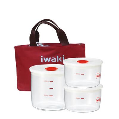 Bộ 3 hộp cơm thuỷ tinh chịu nhiệt Iwaki dùng trong lò vi sóng