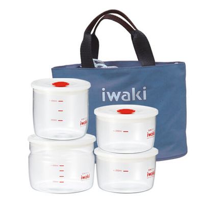 Bộ 4 hộp cơm thuỷ tinh Iwaki dùng trong lò vi sóng