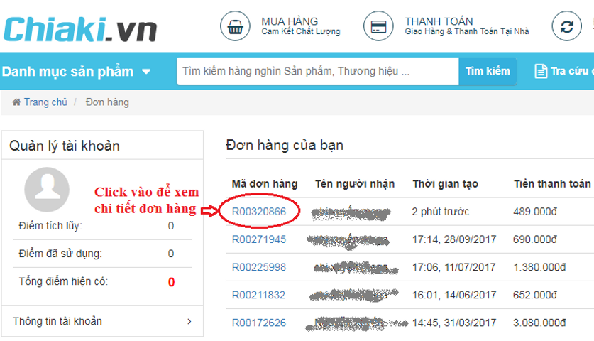 C&aacute;ch tra cứu đơn h&agrave;ng tại chiaki.vn 3
