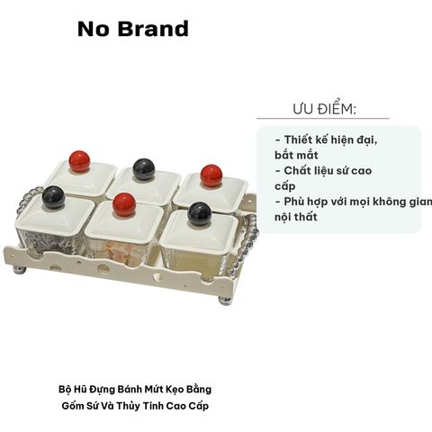 Bộ Hũ Đựng Bánh Mứt Kẹo Bằng Gốm Sứ & Thủy Tinh Cao Cấp - Sang Trọng, Tối Giản, Thân Thiện Môi Trường, Quà Tặng Hoàn Hảo