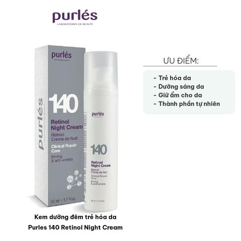 Kem Dưỡng Đêm Trẻ Hóa Da Purles 140 Retinol Night Cream 50ml - Kem Chống Lão Hóa Tăng Sinh Collagen, Phục Hồi Độ Đàn Hồi Da