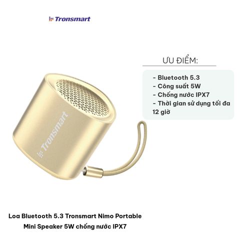 Loa Bluetooth 5.3 Tronsmart Nimo Mini Speaker 5W Chống Nước IPX7 - Âm Thanh 360 Độ, Di Động, Thời Gian Phát 12 Giờ