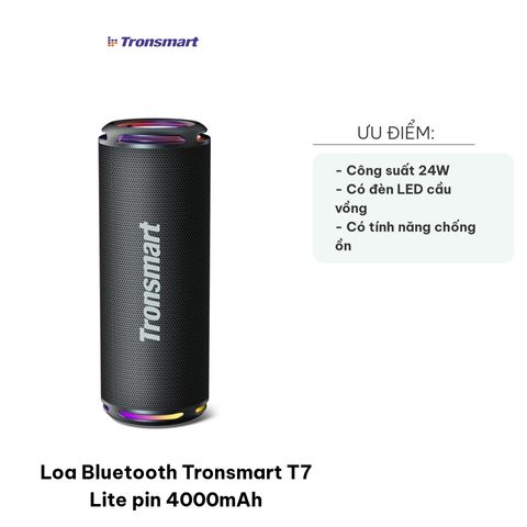 Loa Bluetooth Tronsmart T7 Lite 4000mAh - Âm thanh sống động 24W, kết nối TWS, chống nước IPX7, thời gian phát nhạc 24 giờ