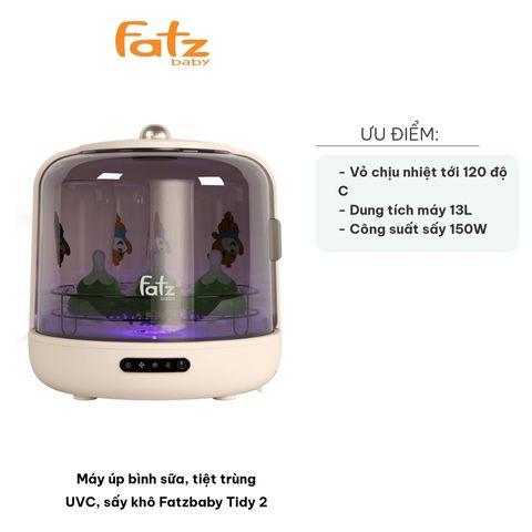Máy úp bình sữa Fatzbaby Tidy 2 - Tiệt trùng UVC và sấy khô, Dung tích 13L, Giữ tiệt trùng lên đến 72 giờ, Phù hợp cho gia đình