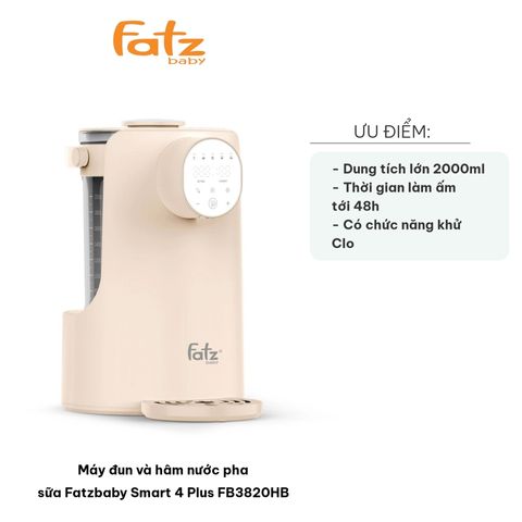 Máy Đun và Hâm Nước Pha Sữa Fatzbaby Smart 4 Plus 2000ml - Thiết Kế Hiện Đại, An Toàn Với Khóa Trẻ Em, Điều Khiển Cảm Ứng LED