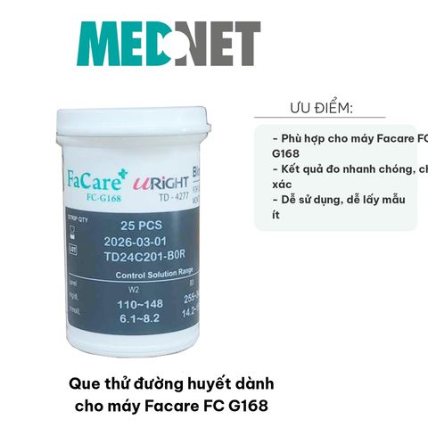 Que thử đường huyết FaCare FC G168 - Bộ 25 que và 25 kim lấy máu, công nghệ GDH-FAD chính xác, tiêu chuẩn Châu Âu