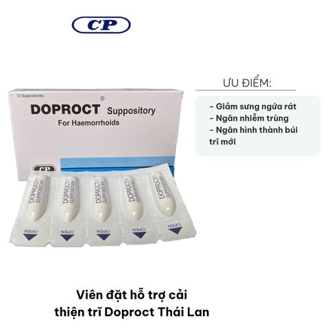 Viên đặt hỗ trợ cải thiện trĩ Doproct Thái Lan - Giảm ngứa, sưng, viêm và chảy máu hiệu quả, hộp 10 viên chăm sóc cơ thể