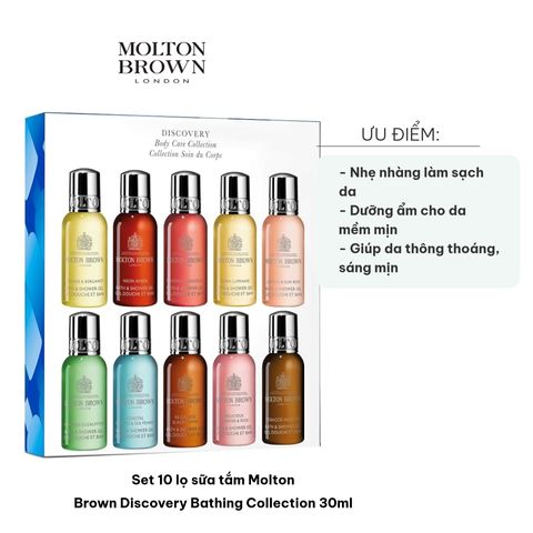 Set 10 Lọ Sữa Tắm Molton Brown Discovery Collection 30ml - Hương Thơm Tinh Tế, Dưỡng Ẩm, Làm Sạch Da Mềm Mịn