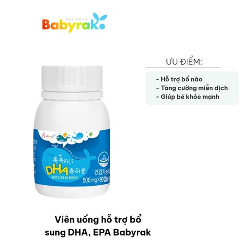 Viên uống DHA, EPA Babyrak cho trẻ - Hỗ trợ phát triển não và mắt, vị cam thơm ngon, bổ sung dinh dưỡng cho bé khỏe mạnh.