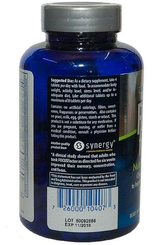 Viên uống bổ não Focus Factor Nutrition for the Brain của Mỹ - Công thức hỗ trợ tăng cường trí nhớ và sự tập trung an toàn, 150 viên