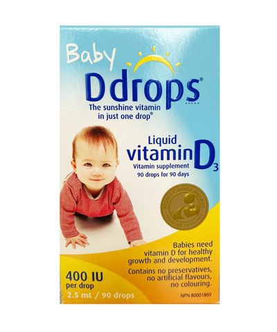 Vitamin D3 Baby Ddrops 400 IU - Bổ Sung Vitamin D Cho Trẻ Sơ Sinh Dưới 1 Tuổi - Hỗ Trợ Phát Triển Xương và Miễn Dịch