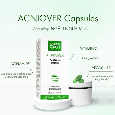 Viên Uống Ngừa Mụn MartiDerm Acniover Capsules - Cân Bằng Da, Giảm Dầu Nhờn, Hỗ Trợ Làm Sáng Da 60 Viên