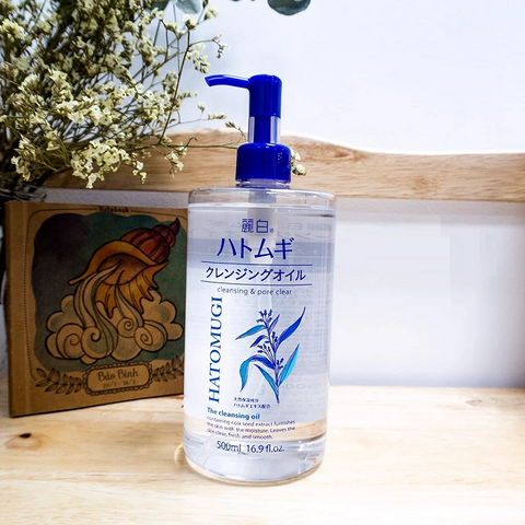 Dầu Tẩy Trang Ý Dĩ Hatomugi 500ml - Làm Sạch Makeup Chống Nước, Giữ Ẩm Cho Da, Phù Hợp Mọi Loại Da