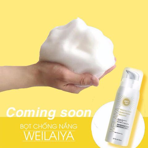 Bọt Chống Nắng Trắng Da Weilaiya Protective Sunscreen Mousse SPF 30+ - Dưỡng Trắng, Bảo Vệ Da Khỏi Tia UV, Không Nhờn Rít, 80ml