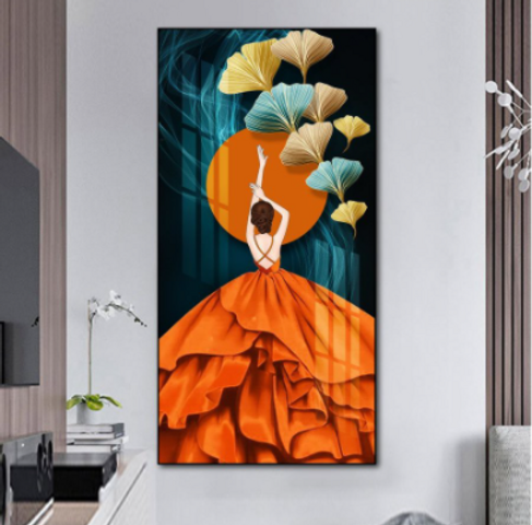 Tranh treo tường tráng gương nghệ thuật hình cô gái 30x60cm - Trang trí nội thất phong cách hiện đại, quà tặng độc đáo cho mọi không gian