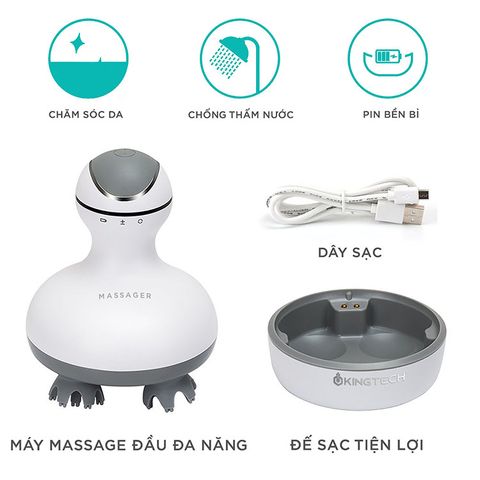 Máy Mát-Xa Đầu và Cổ Đa Năng KINGTECH ST-701 - Tăng Tuần Hoàn Máu, Thư Giãn Hiệu Quả, Tiện Dụng Cho Da Đầu, Mặt, Cổ