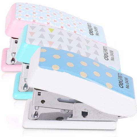 Dập Ghim Mini Deli 456 24/6 - Dập Tối Đa 50 Trang, Thiết Kế Dễ Thay Đạn, Chất Liệu Bền Bỉ, Màu Xanh, Hồng, Trắng