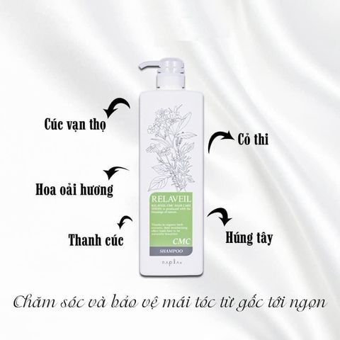 Dầu Gội Xả Napla Relaveil CMC - Combo Phục Hồi Tóc Từ Thiên Nhiên, Dưỡng Ẩm Mượt Mà, Không Gây Kích Ứng Da, 280ml