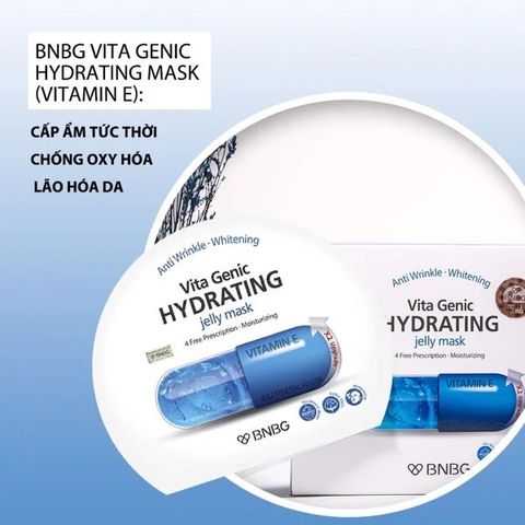 Mặt nạ BNBG Vitamin E Vita Genic - Hỗ trợ cấp nước và dưỡng ẩm sâu cho da, 10 miếng, Xuất xứ Hàn Quốc