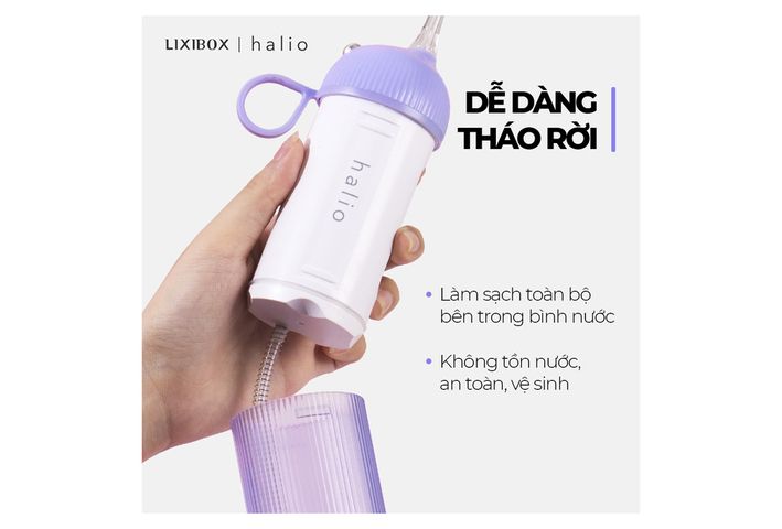 Máy tăm nước cầm tay Halio UltraClean Oral Irrigator Periwinkle - Loại bỏ 99% mảng bám thức ăn, bảo vệ sức khỏe răng miệng