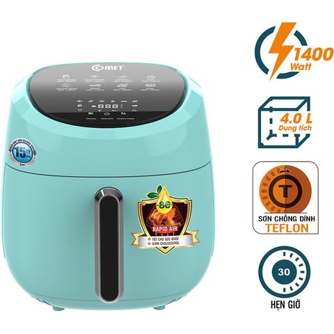 Nồi Chiên Không Dầu Comet CM6838 - Nồi Chiên Điện Tử 4L Màn Hình Cảm Ứng LED, Tiết Kiệm Thời Gian Nấu Nướng, Dễ Sử Dụng