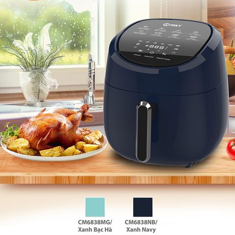 Nồi Chiên Không Dầu Comet CM6838 - Nồi Chiên Điện Tử 4L Màn Hình Cảm Ứng LED, Tiết Kiệm Thời Gian Nấu Nướng, Dễ Sử Dụng