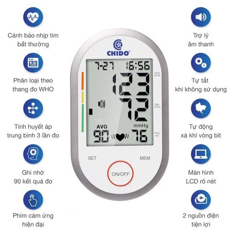 Máy Đo Huyết Áp Cảm Ứng CHIDO PG-800B28 - Tự Động Đo Huyết Áp & Nhịp Tim, Công Nghệ Nhật Bản, Dễ Sử Dụng, Kết Quả Chính Xác