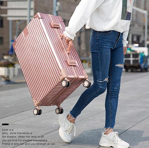 Vali Kéo Du Lịch Khung Nhôm Chống Vỡ Khóa Sập Cao Cấp - Đen/Đỏ/Trắng/Hồng/Xanh, Thiết Kế Tiện Lợi Nhiều Ngăn Đựng đồ