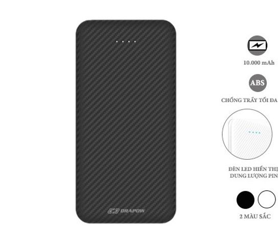 Sạc Pin Dự Phòng 10.000mAh Drapow XP15 - Sạc Nhanh Type-C, Thiết Kế Gọn Nhẹ, LED Báo Dung Lượng, Phù Hợp iOS và Android