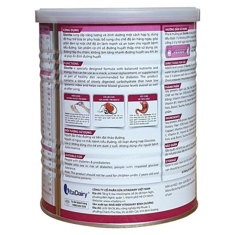 Sữa Bột Dinh Dưỡng Gluvita Vitadairy 400g Cho Người Tiểu Đường - Hỗ Trợ Kiểm Soát Đường Huyết Và Cung Cấp Năng Lượng Thiết Yếu