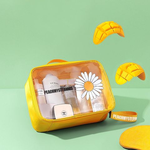 Túi Đựng Mỹ Phẩm Du Lịch Peachmysterious Sun Flower Trong Suốt, Kháng Nước, Thiết Kế Tinh Tế, Dung Tích Lớn - Phụ Kiện Thời Trang Hữu Ích