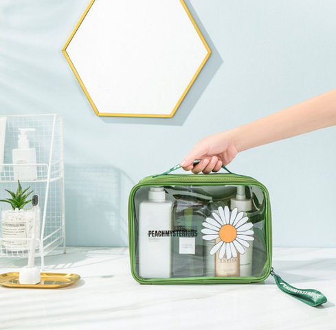 Túi Đựng Mỹ Phẩm Du Lịch Peachmysterious Sun Flower Trong Suốt, Kháng Nước, Thiết Kế Tinh Tế, Dung Tích Lớn - Phụ Kiện Thời Trang Hữu Ích