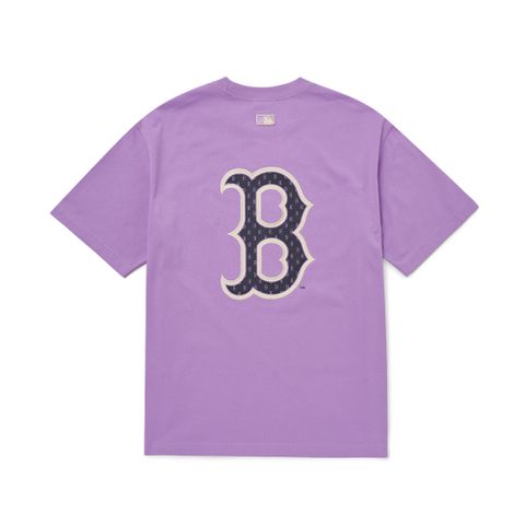 Áo Phông MLB Classic Monogram Boston Red Sox - Áo Thun Màu Tím Cổ Tròn Tay Ngắn Chất Cotton Cao Cấp Unisex