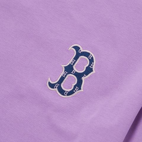Áo Phông MLB Classic Monogram Boston Red Sox - Áo Thun Màu Tím Cổ Tròn Tay Ngắn Chất Cotton Cao Cấp Unisex