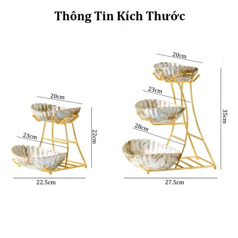 Khay sứ đựng bánh kẹo nhiều tầng vân đá viền vàng - Khay trang trí sang trọng cho bữa tiệc và không gian quán cà phê