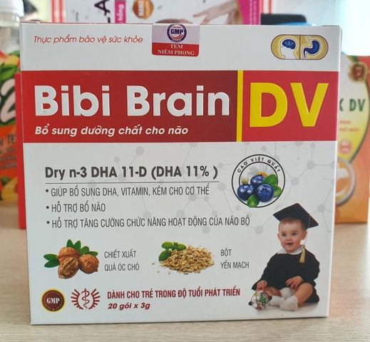 Cốm Hỗ Trợ Bổ Não Bibi Brain DV Dược Vương - Tăng Cường Trí Nhớ, Tập Trung Cho Trẻ Từ 6 Tháng, 20 Gói