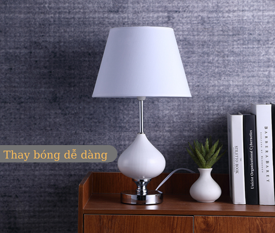 Đèn Ngủ Để Bàn Thân Sứ HUTA S10 - Thiết Kế Sang Trọng Với Ánh Sáng Dịu Nhẹ, Phù Hợp Để Đọc Sách Và Thư Giãn