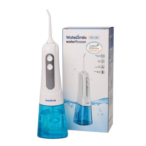 Máy tăm nước cầm tay WaterSmile WS-136 - Thiết kế nhỏ gọn, 4 chế độ làm sạch, 6 đầu tăm đa năng, sạc pin tiện lợi, hỗ trợ chăm sóc răng miệng hiệu quả